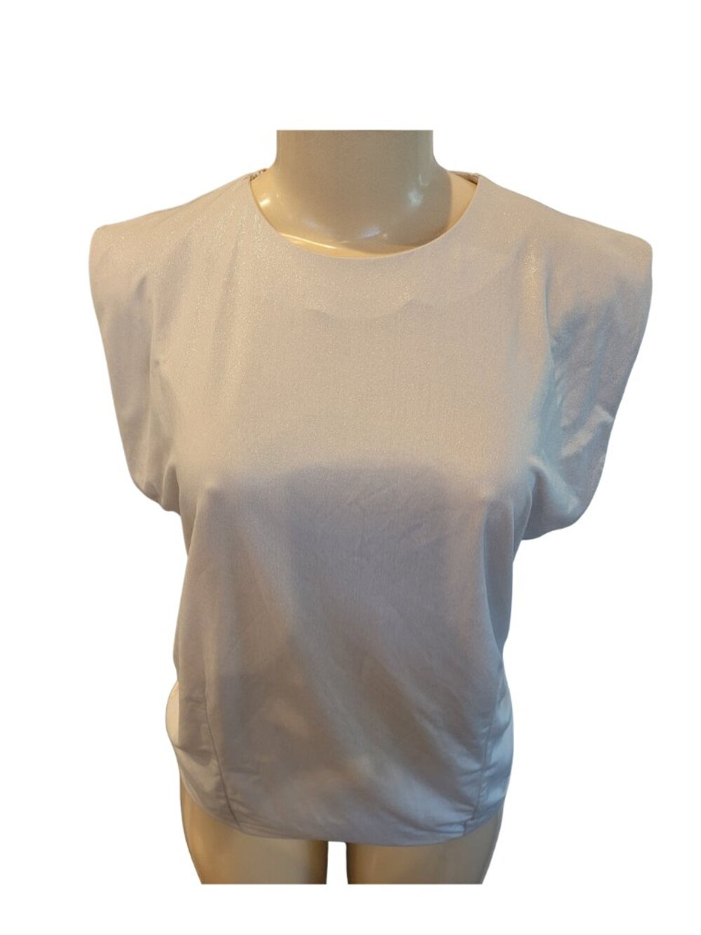 Zara Collection Evening Silver Metallic Ribbed Blouse